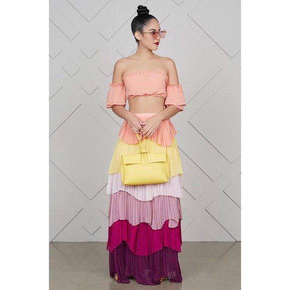 Multi Pleated Color-Block Coord Set Size Small - Picture 2 of 6